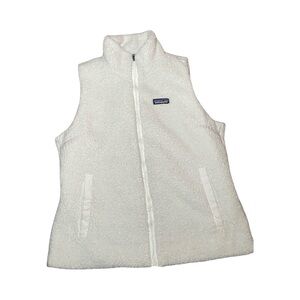 Patagonia Vest Womens Sz L White Los Gatos Sherpa Fleece High Pile Full Zip